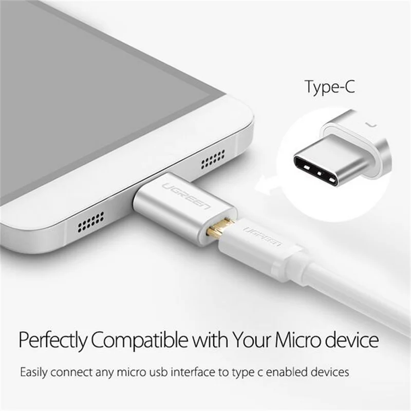 Кабель переходник Ugreen с micro usb на type c для Samsung s9 s8 huawei P20 xiaomi 9|Переходники и