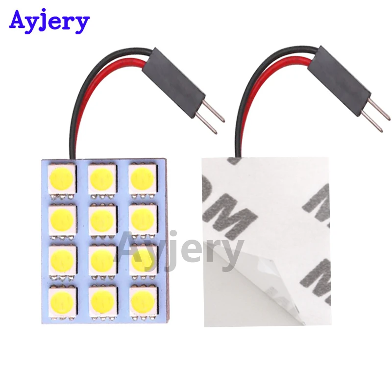 AYJERY 20 шт. Festoon Dome Bulb Lamp 12 SMD 5050 Panel светодиодный Car внутреннее освещение для чтения В