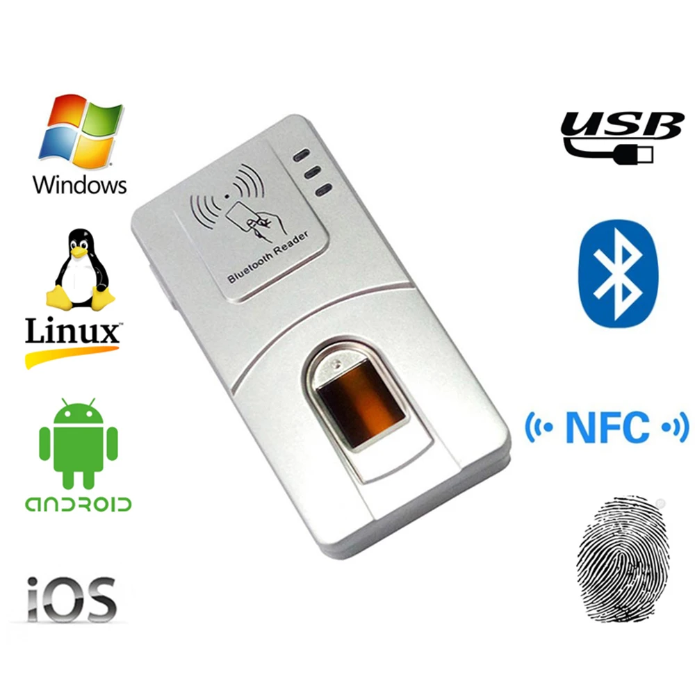 Bluetooth сканер отпечатков пальцев USB Android Считыватель для Windows Linux IOS веб облако