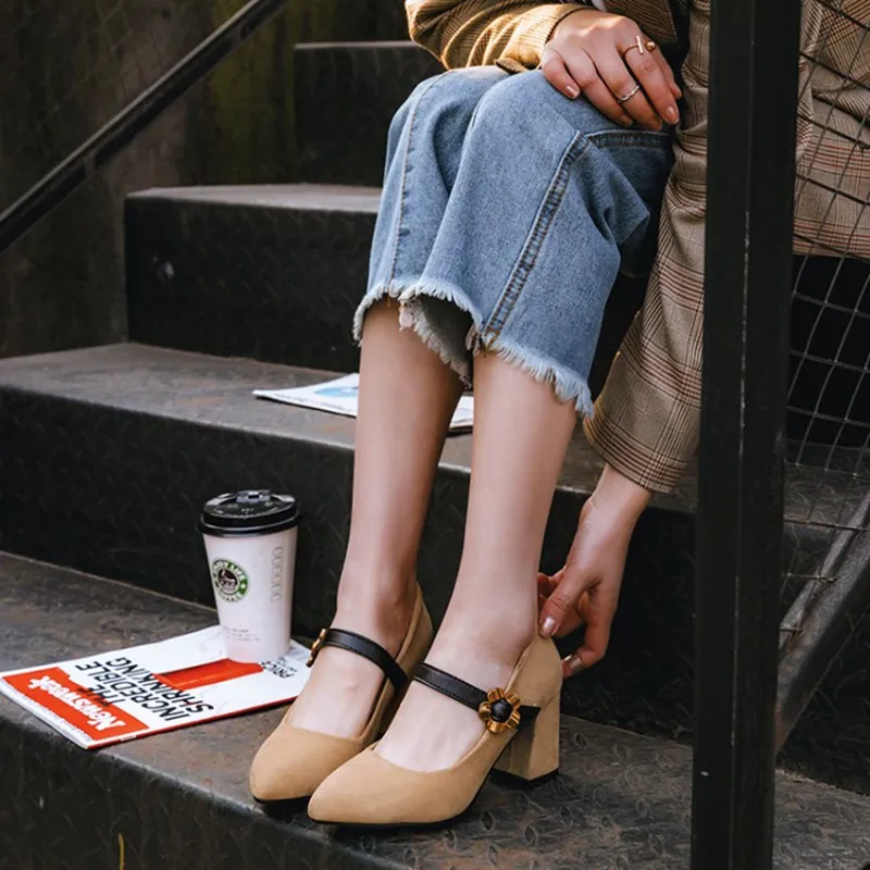 Женские туфли лодочки на толстом каблуке размеры 34 43|thick heel pumps|heels pumpswoman shoes mary janes |