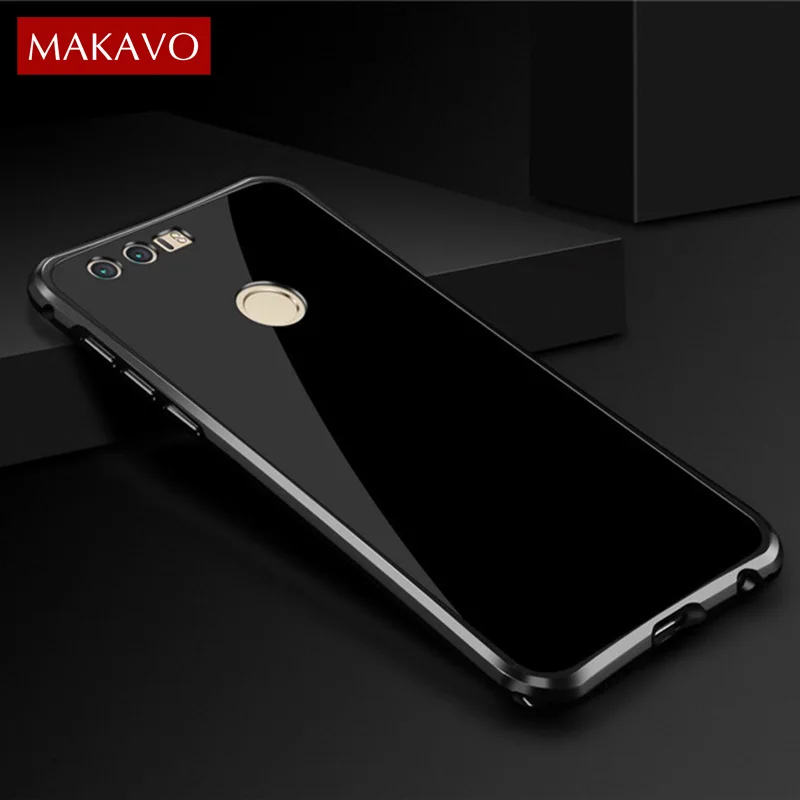 MAKAVO для Huawei Honor 8 чехол Роскошный Блестящая Алюминиевая металлическая крышка 2 в 1