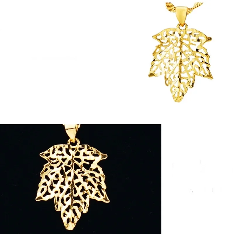 OMHXFC Wholesale European Fashion Woman Man Unisex Party Birthday Wedding Gift Hollow Maple Leaf 24KT Gold Charm Pendant PN155 | Украшения