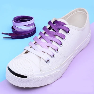 Purple 110 см плоские шнурки обуви из градиентные цвета радуги со шнуровкой; сезон зима - Цвет: Purple
