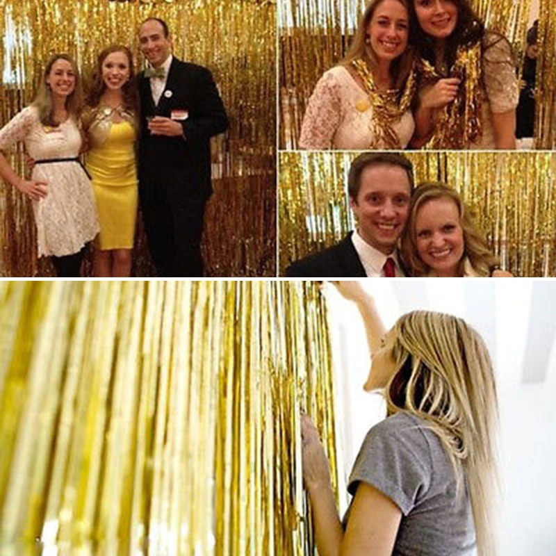 4 цвета Модная металлическая фольга мишура бахрома занавеска дверь окно домашняя