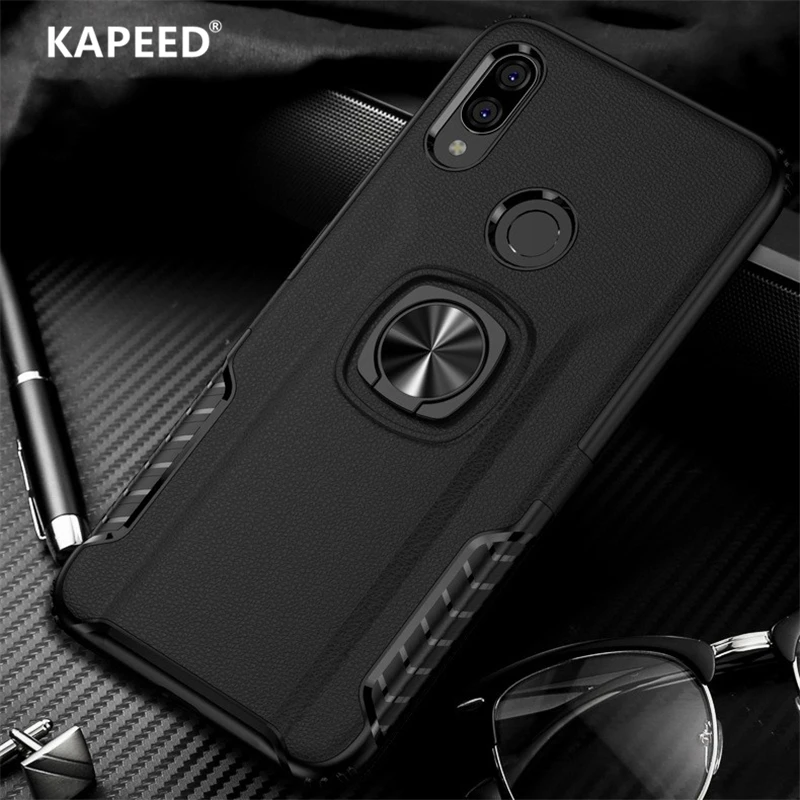 Чехол для телефона Xiaomi Redmi Note 7 Pro роскошное магнитное кольцо с текстурой кожи