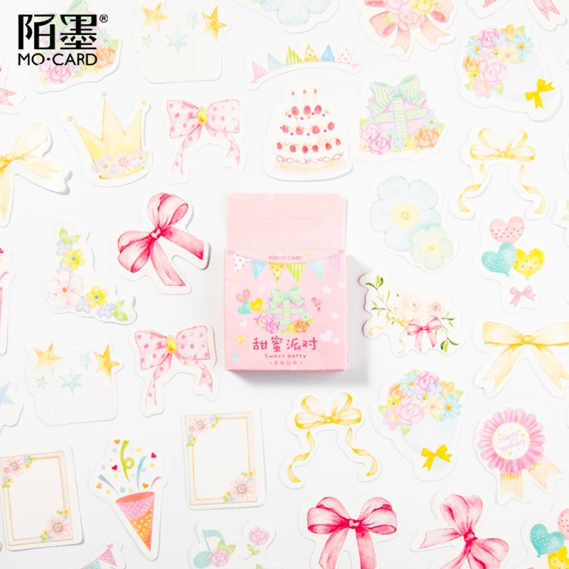 

XINAHER 45 pcs/lot Pink Sweet party cake flowers paper sticker package DIY diary decoration sticker album scrapbooking