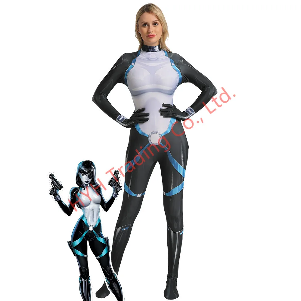 Новый Marvel супергерой X men домино Neena Thurman мультяшный костюм для женщин девочек