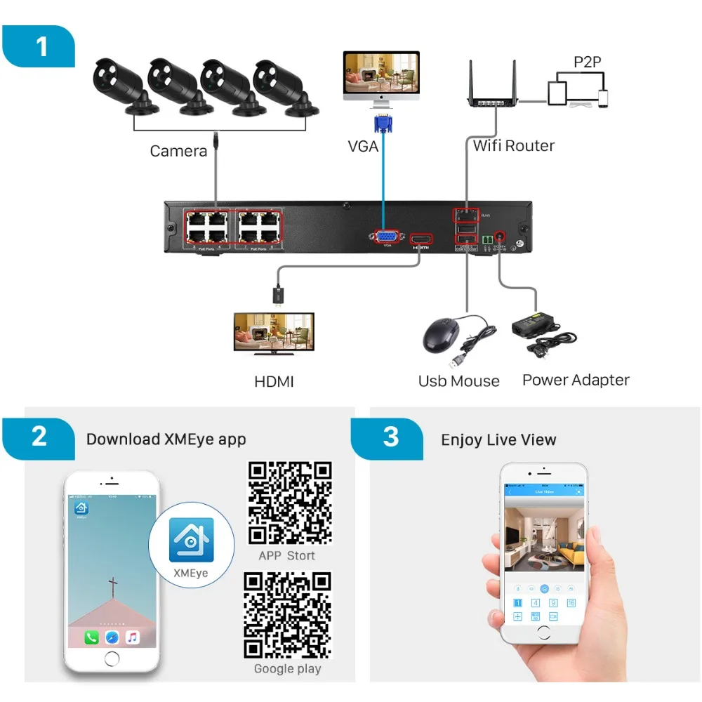 Система видеонаблюдения BESDER H.265 8CH POE NVR с IP камерой 5MP CCTV Kit Водонепроницаемая