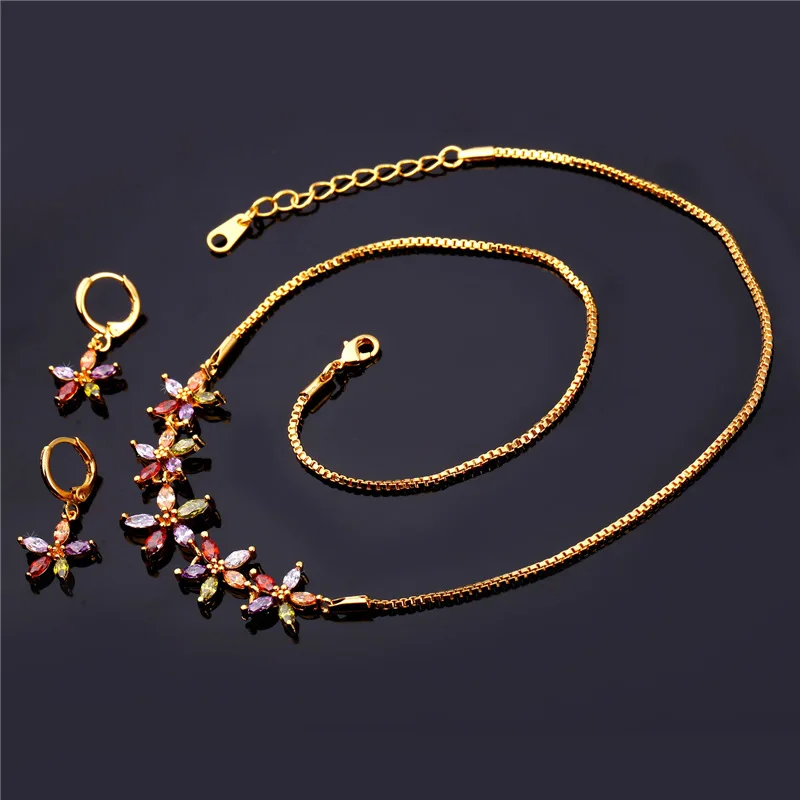 Новые фирменные ювелирные изделия Kpop с цирконом ожерелье серьги золотой цвет