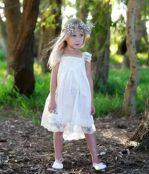 

New Boho Flower Girl Dress White Solid Chiffon Girls Children Kids Clothes for Wedding Vestido De Comunion