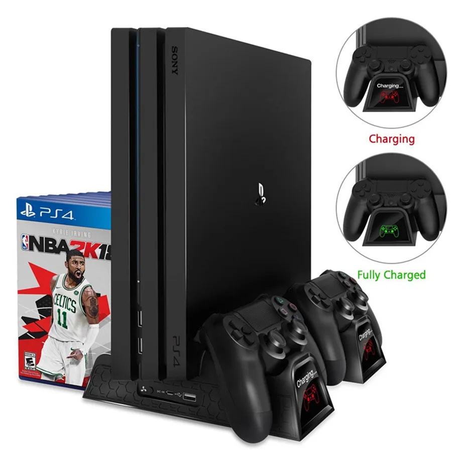Зарядное устройство PS4/PS4 Slim/PS4 Pro двойной контроллер зарядное устройство консоль вертикальная охлаждающая подставка зарядная станция Док-станция для SONY Playstation 4