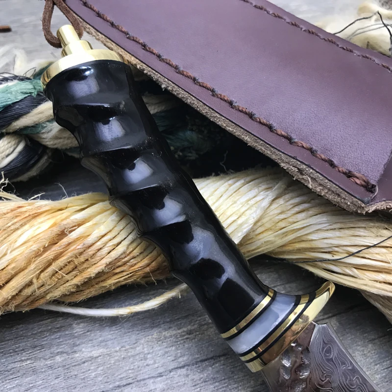 Высокое качество ручной работы реального Дамаск Сталь охотничий нож натуральный