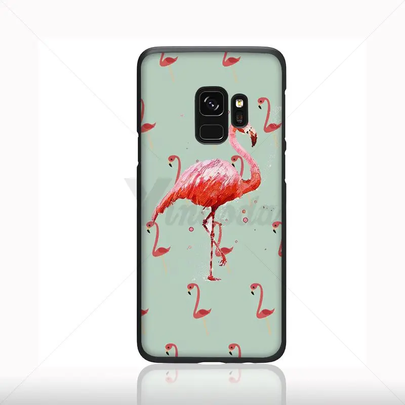 Yinuoda цветной мягкий силиконовый черный чехол для телефона с фламинго Samsung Galaxy s9 s8