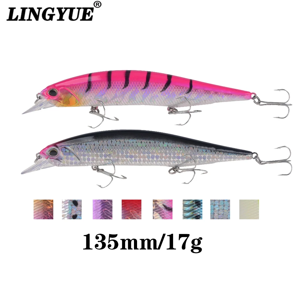 

LINGYUE 1PCS Fishing Lure Floating Minnow 13.5cm/17g Hard Bait Isca Artificial Jerbait Tight Wobbler Plastic Crankbait Pesca 206