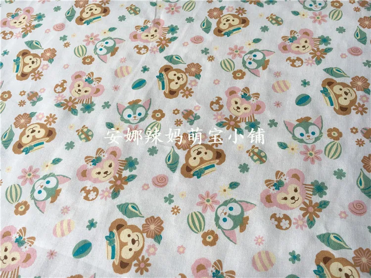 Бесплатная доставка 145*100 см хлопок тканые Ткань-прекрасный Даффи медведь с gelatoni