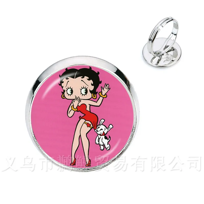 Betty Boop кольца милые девушки 80 винтажные сексуальные женские стеклянный купольный