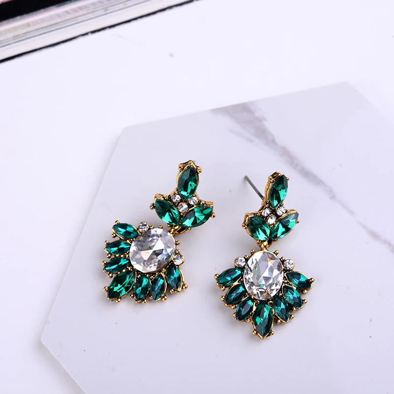 LUBOV винтажные античные золотые прозрачные стразы серьги для женщин Bijoux Brincos женский Рождественский подарок