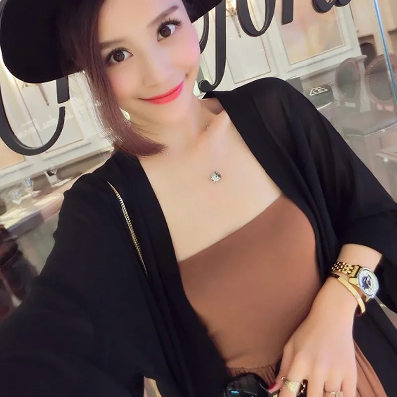 

Chiffon Kimono Cardigan Casual 3/4 Batwing Sleeve Loose Black Women Blouses Shirts Summer Women Tops Outerwear Top
