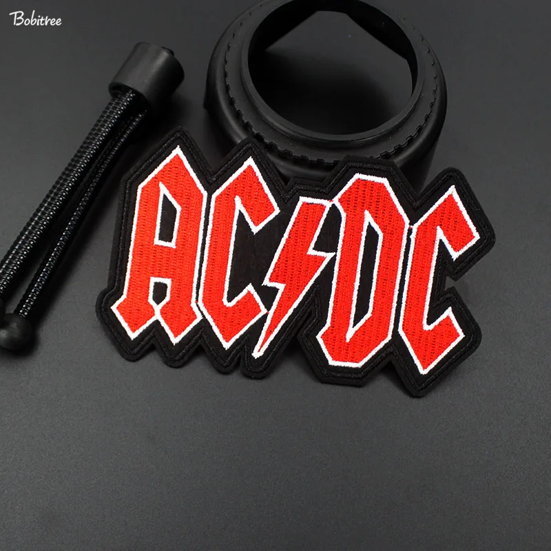 Мода красный ACDC Гладильные значки-нашивки рок-музыка наклейки вышивка аппликация для куртки джинсы DIY Пэчворк