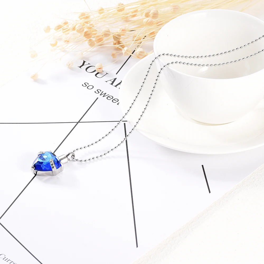CMJ9790 Blue Crystal Heart Keepsake Jewelry из нержавеющий стали памятный подвеска урна ожерелье для