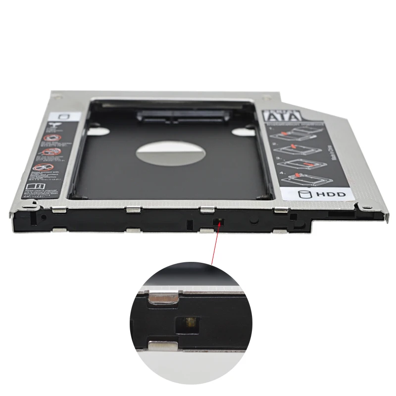 Алюминиевый переходник для установки второго жесткого диска 9 5 мм Optibay SATA 3 0 CD DVD