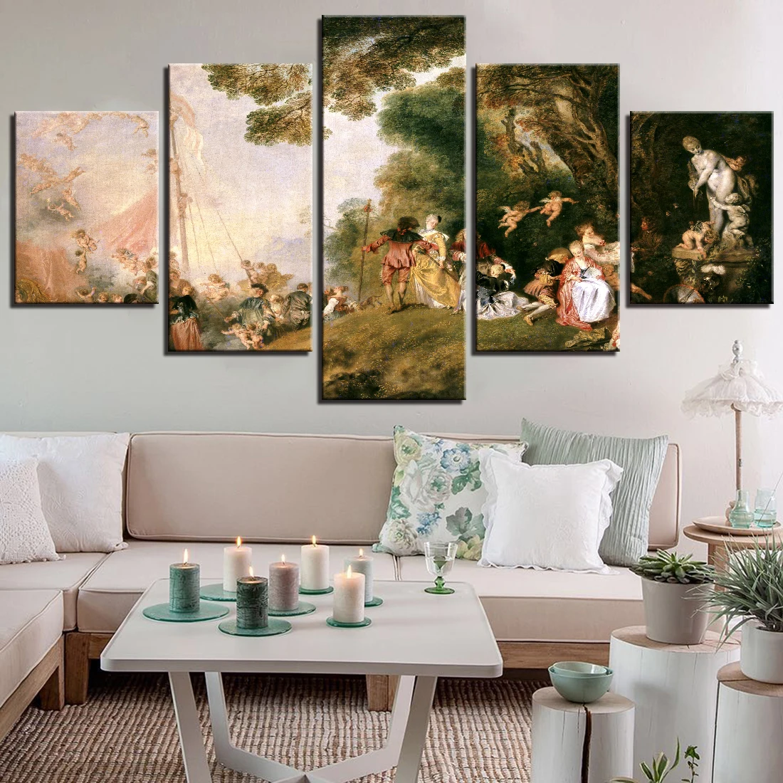 Wall Art Canvas Pictures Home Decor 5 Pieces European Oil Painting Jesus Christ/Pilgrimage/Cupid Religion Christian Print Poster |