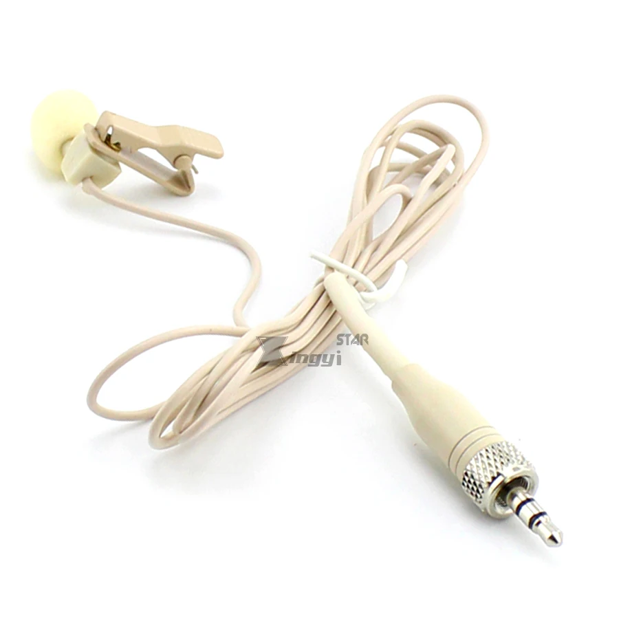 Бежевый петличный микрофон с зажимом для галстука на лацкане винтовым замком 3 5