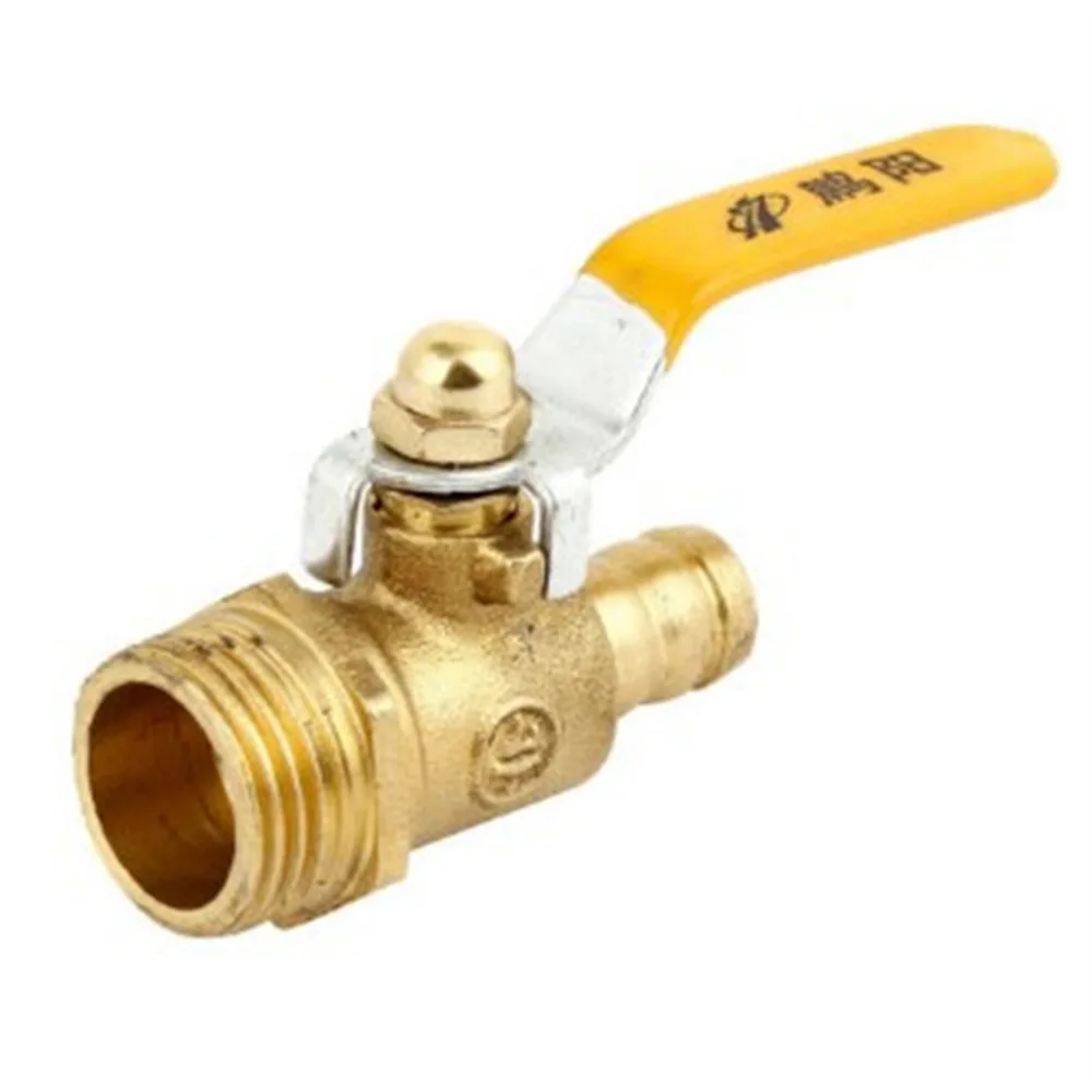 

1 Pc 1/2 PT Male Thread to 12mm Hose Barb Plastic Cover Lever Ball Valve Brass Tone Free Shipping