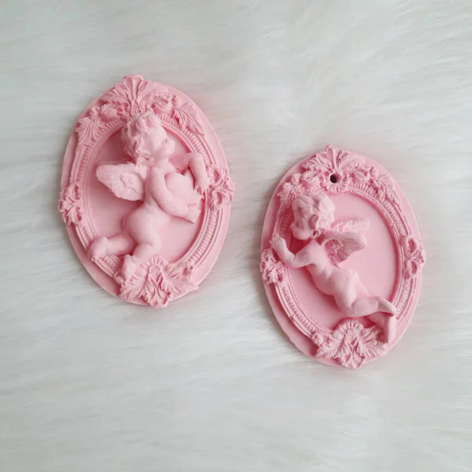 Vintage Embossed Rose Angel Silicone Mold Essential Oil Extended Aroma Gypsum Frame Angel Cupid Soap Cement Concrete Decor mold