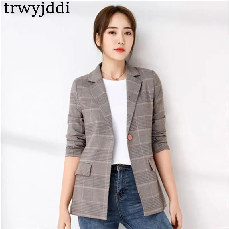 2020 женская одежда офисные клетчатые костюмы куртки модная новинка Весна Осень