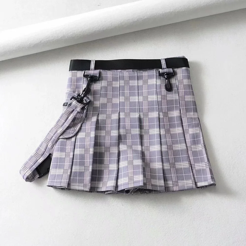 

Plaid Pleated Skirt Summer Women Retro Plaid Satchel with Skirts Faldas Mujer Moda 2019 Shein