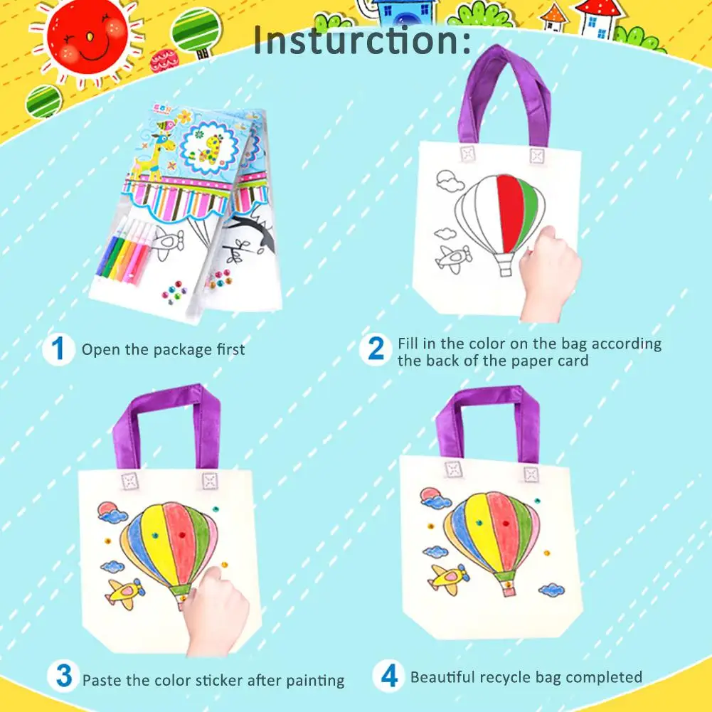 Ручная детская Холщовая Сумка сделай сам 10 шт. в комплекте ручная работа граффити