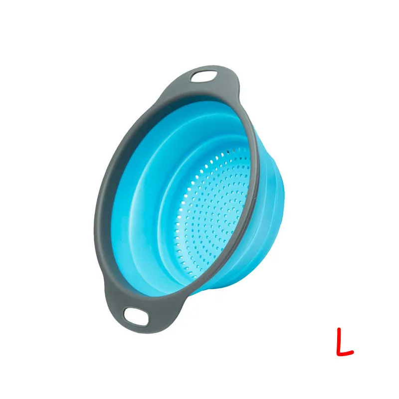 Blue-L LMETJMA круглый складной дуршлаг BPA бесплатно фрукты овощи стиральная дренажная корзина кухонный дуршлаг фильтр можно мыть в посудомоечной машине KC0236 - Цвет: Blue-L