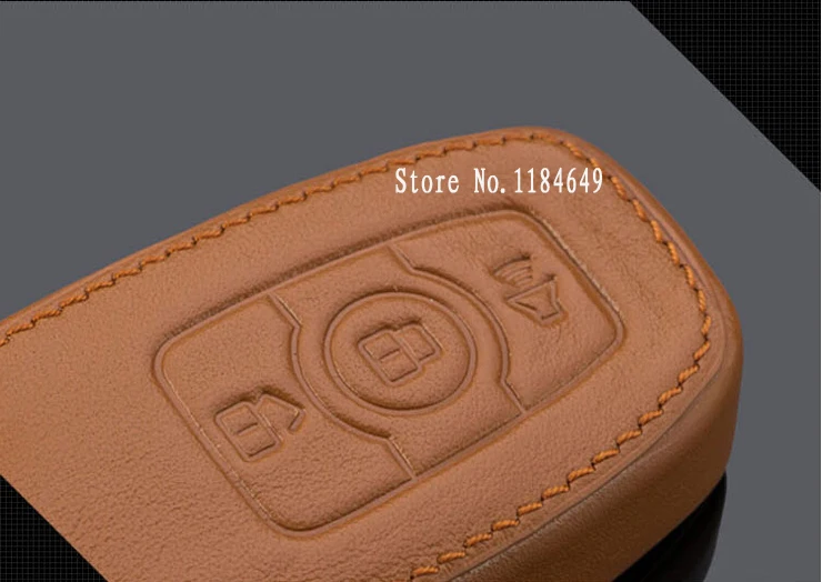 Умный кожаный чехол для автомобильного ключа с двумя кнопками кольцом