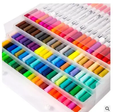Двусторонний фломастер для рисования акварелью 100 цветов|brush marker pens|art penbrush |
