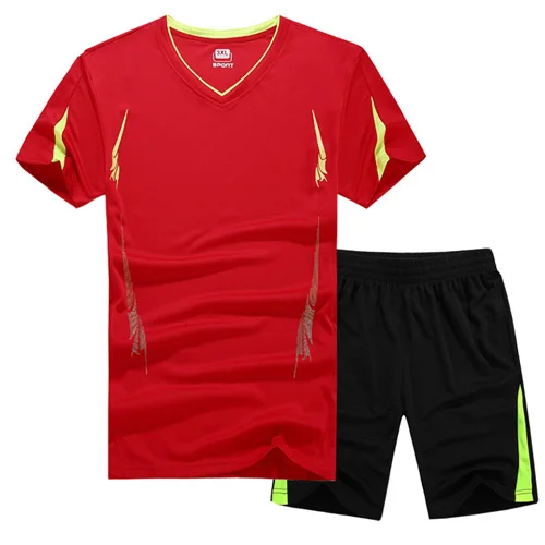 red black XIYOUNIAO нового размера плюс M~ 8XL, 9XL мужские футболки наборы мужской спортивный костюм летние быстросохнущие футболки Мужская спортивная одежда спортивный костюм - Цвет: red black