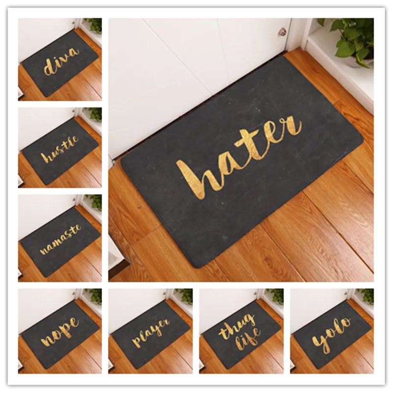 Современный стиль Черный Принт с буквами ковры Противоскользящие коврики для