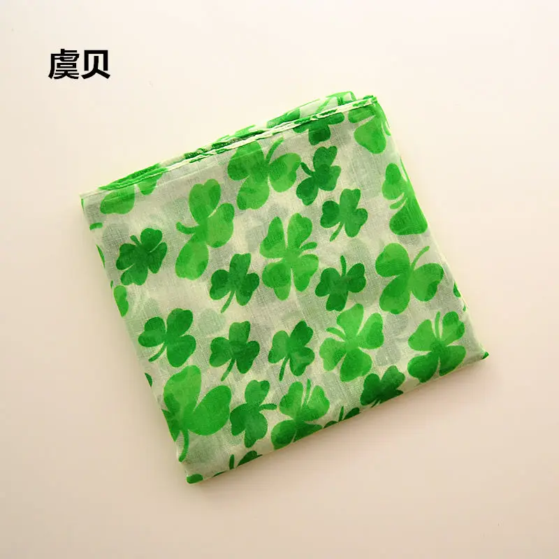 Lucky green clover весенние шарфы осень-зима женская летняя Защита от солнца на пляже тонкий шарф-шаль пашмины обертывание платок-хиджаб echarpe