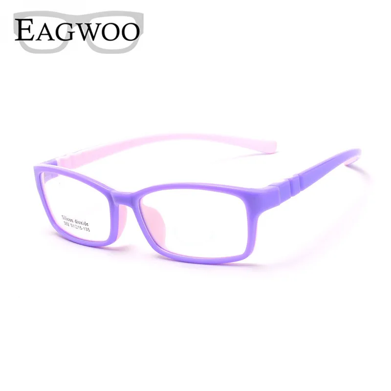 EAGWOO Мягкие силиконовые очки для детей, оптическая оправа, простая оптическая оправа для мальчиков и девочек, прозрачные очки 1552