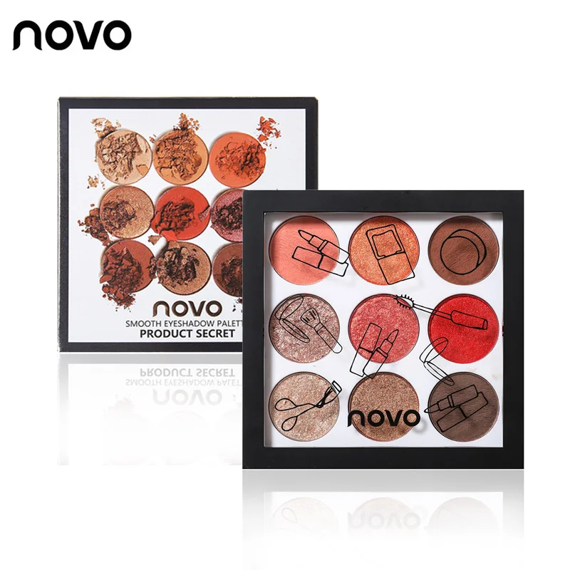 NOVO fashion 9 цветов матовые тени для век Палитра жемчуг натуральный блеск голый