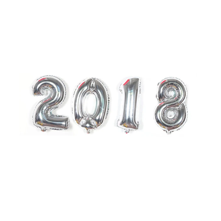 4 шт./лот цифры 2018 Золотой/Серебряный/красный/16-дюймовый воздушный шар