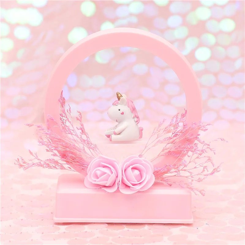 Засушенные цветы в виде единорога INS музыкальная шкатулка милое украшение для