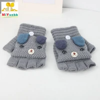 hot child style boy girl knit gloves winter children kids 3 12 year old warm half finger flip cover gloves st6