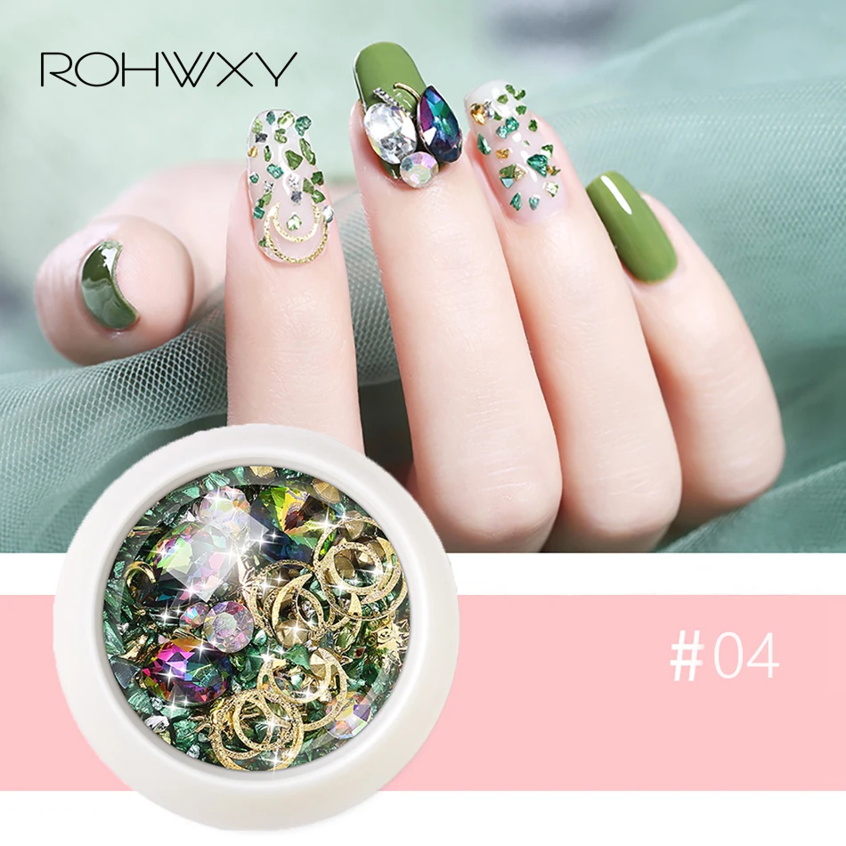 ROHWXY 1 коробка Nail Art украшения Шарм Стразы для ногтей аксессуары все для маникюра 3D ногтей камушки для ногтевого дизайна DIY поставки
