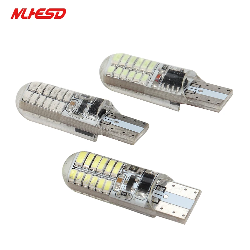 1 шт. T10 силиконовый стробоскоп с отделкой из сверкающих блестящих 24smd 3014