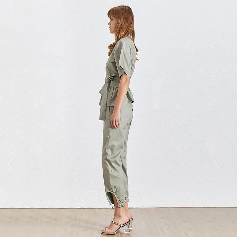 Женский комплект из двух предметов TWOTWINSTYLE повседневная бандажная рубашка с