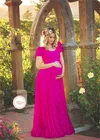 Кружевное платье для беременных, с круглым вырезом и длинным рукавом, элегантная одежда M-2XL для свадебной вечеринки, размера плюс