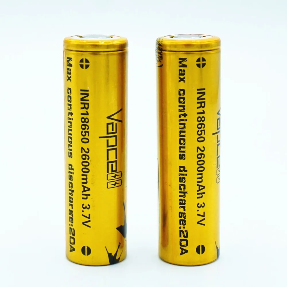2 шт. VAPCELL INR18650 18650 2600 мА/ч литий 3 7 V перезаряжаемый аккумулятор постоянного 20A