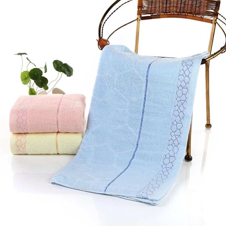cotton bath towels for adults confortable Best selling border solid color soft feeling 70x140cm 100% towel | Дом и сад