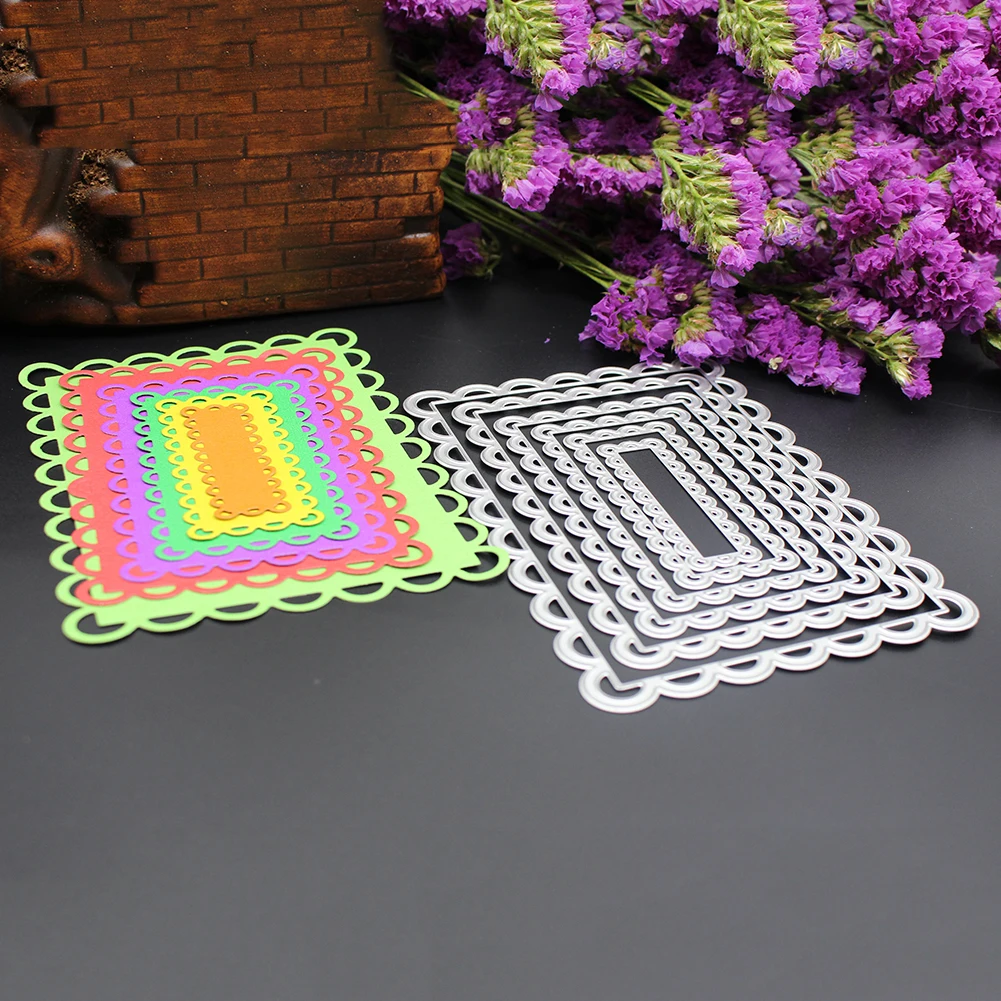 6 шт. прямоугольные кружевные рамки штампы резак трафареты для сделай сам